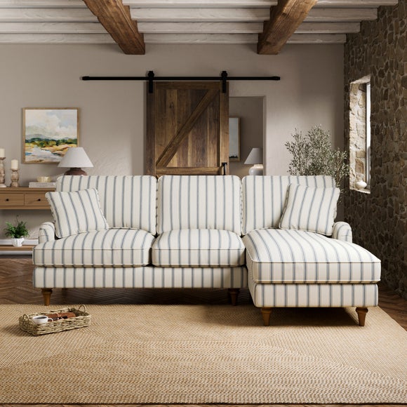 Beatrice II Folkstone Stripe Storage Corner Chaise Sofa
