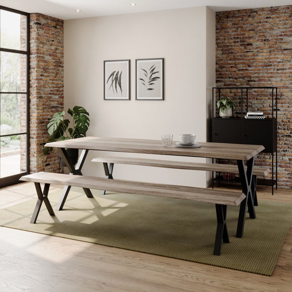 Ezra II 6 Seater Dining Table and Bench Set