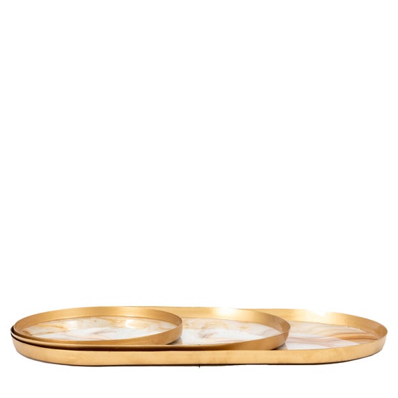 Click to view product details and reviews for Cedar Sage Set Of 3 Sahara Round Marbled Trays.