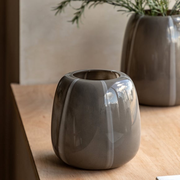 View Cedar & Sage Claro Taupe Stripe Glass Vase View Cedar & Sage Claro Taupe Stripe Glass Vase