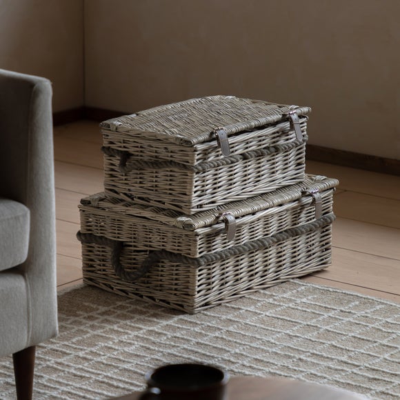 Click to view product details and reviews for Cedar Sage Set Of 2 Rivra Lidded Baskets.
