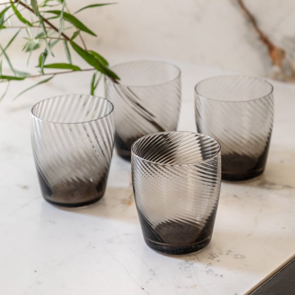 Cedar and Sage Set of 4 Swirl Tumbler Glasses