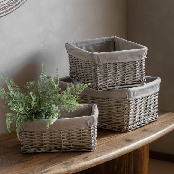 View Cedar & Sage Set Of 3 Sylva Square Lined Baskets View Cedar & Sage Set Of 3 Sylva Square Lined Baskets
