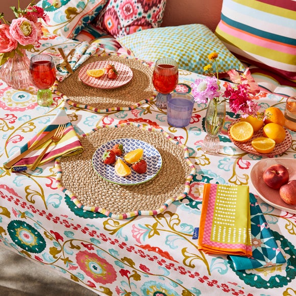 Click to view product details and reviews for Sophie Robinson Set Of 2 Berber Stripe Trim Woven Placemats.