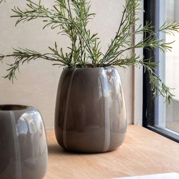View Cedar & Sage Claro Taupe Stripe Glass Vase View Cedar & Sage Claro Taupe Stripe Glass Vase