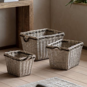 Cedar & Sage Set Of 3 Aspen Woven Log Baskets