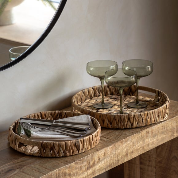 Click to view product details and reviews for Cedar And Sage Set Of 2 Wye Woven Round Tray.