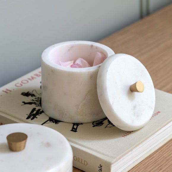Click to view product details and reviews for Cedar Sage Veta Round Marble Trinket Box.