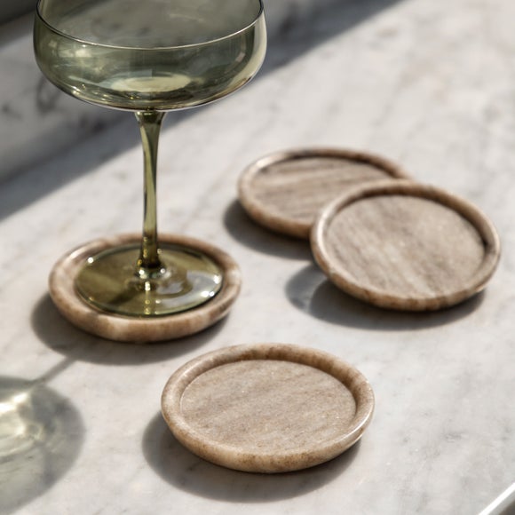Cedar and Sage Set of 4 Novi Marble Round Coasters