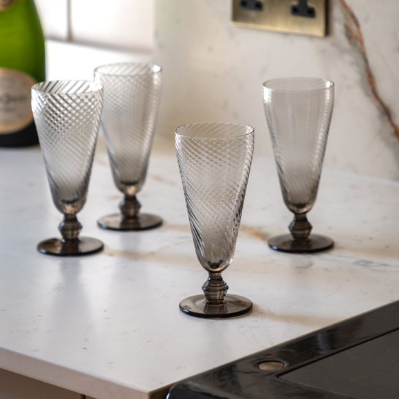 Cedar and Sage Set of 4 Swirl Flute Glasses