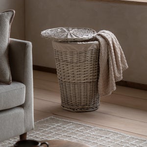 Cedar & Sage Lina Round Lined Laundry Basket