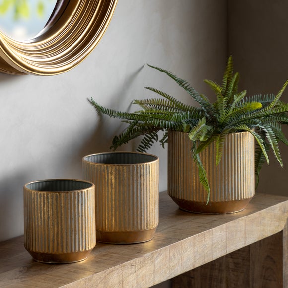 Click to view product details and reviews for Cedar Sage Set Of 3 Evie Verdigris Bronze Plant Pots.