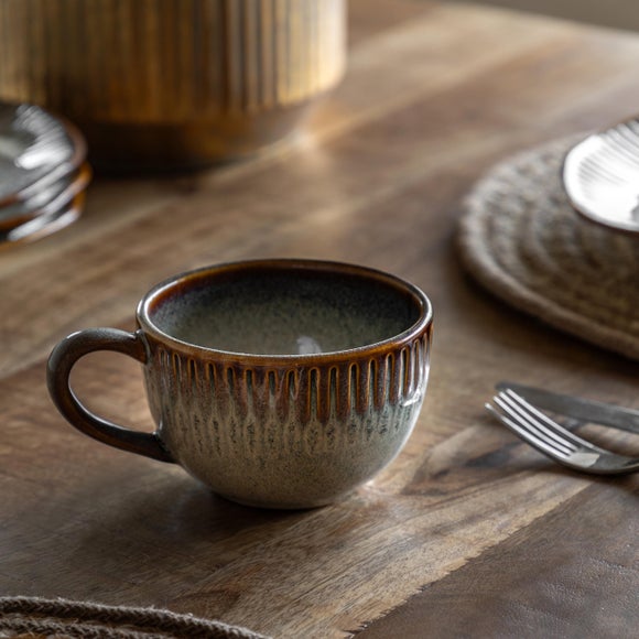 Cedar and Sage Set of 4 Organic Ridged Mugs