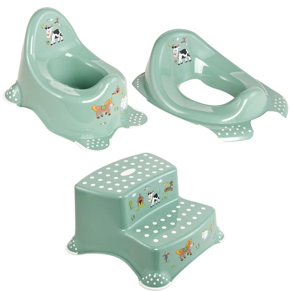 View Keeeper Funny Farm Baby Toilet Starter Set With Double Step Stool View Keeeper Funny Farm Baby Toilet Starter Set With Double Step Stool