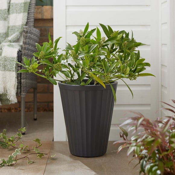 Tall Ribbed Fibre Clay Plant Pot