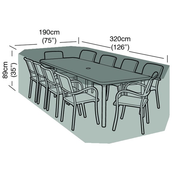 View 8-10 Seater Rectangular Gardem Furniture Set Super Tough Cover View 8-10 Seater Rectangular Gardem Furniture Set Super Tough Cover