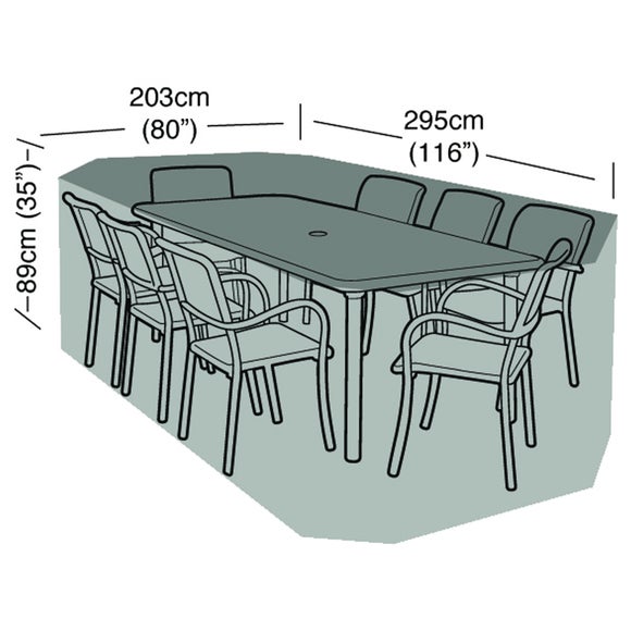 8 Seater Rectangular Garden Furniture Set Super Tough Cover