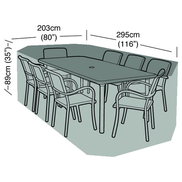 8 Seater Rectangular Garden Furniture Set Super Tough Cover