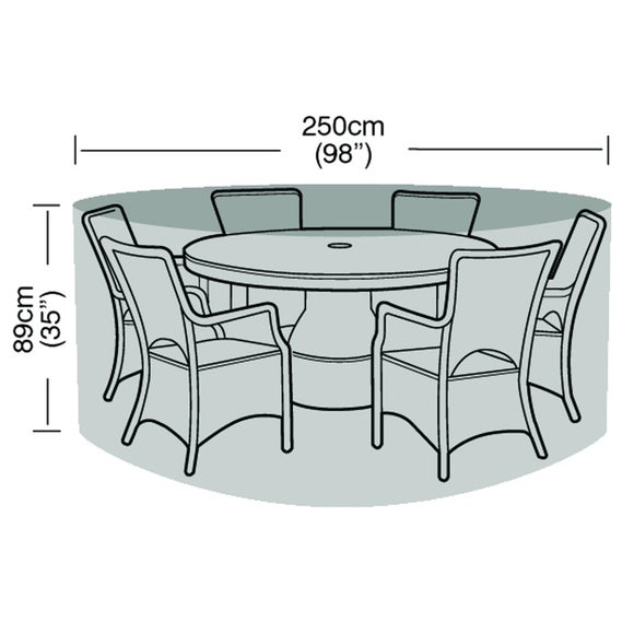 6-8 Seater Round Garden Furniture Set Super Tough Cover