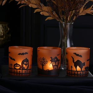 Set Of 3 Hocus Pocus Assorted Halloween Tealight Holders