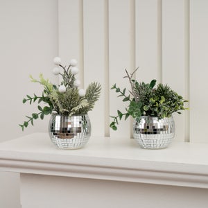 Set Of 2 Artificial Christmas Mirrorball Plants