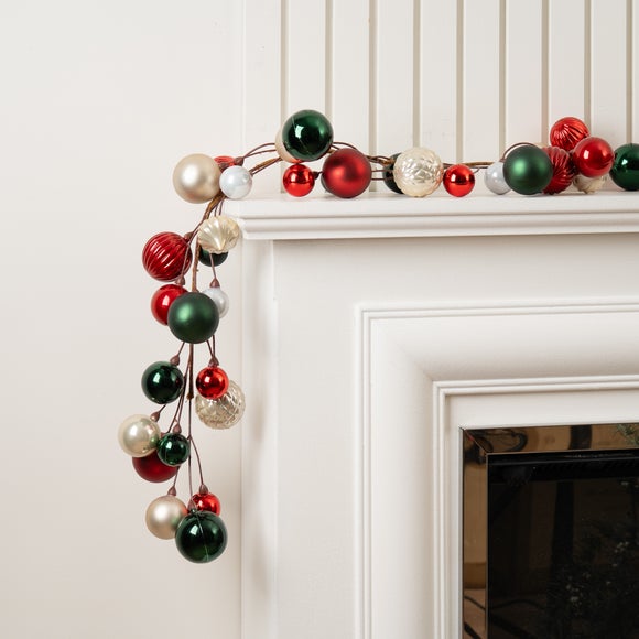 Click to view product details and reviews for 183cm Green And Red Bauble Garland.
