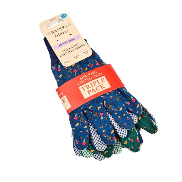 View Pack Of 3 Mushroom Cotton Grip Gardening Gloves View Pack Of 3 Mushroom Cotton Grip Gardening Gloves