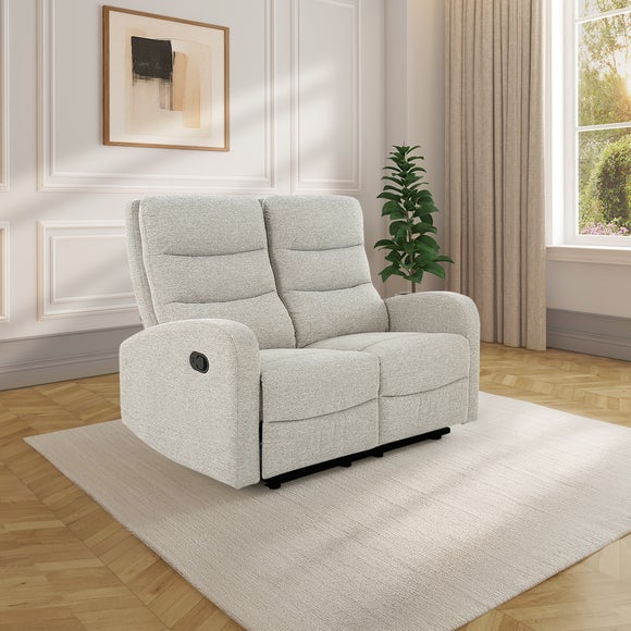 Rena Tonal Faux Linen Manual Recliner 2 Seater Sofa