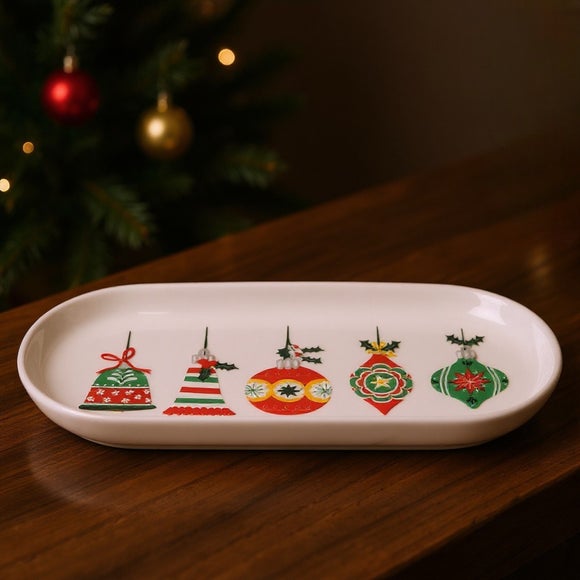Dexam Christmas Baubles Oval Plate