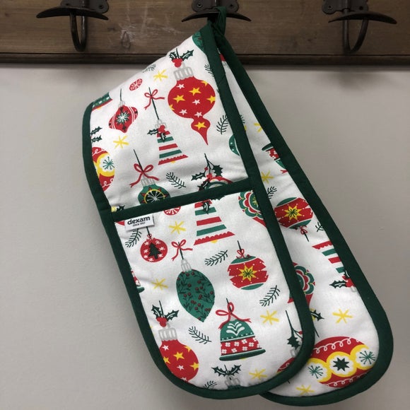 Click to view product details and reviews for Dexam Christmas Baubles Cotton Double Oven Glove.