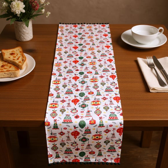 Click to view product details and reviews for Dexam Christmas Baubles Cotton Table Runner.