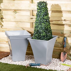 Metallica Pack Of 4 Square Plant Pot
