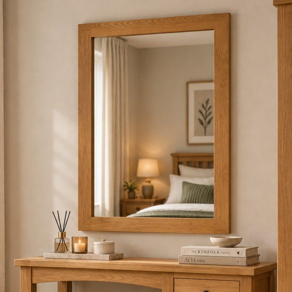 Photo 2 of Marlborough Oak Framed Rectangle Wall Mirror