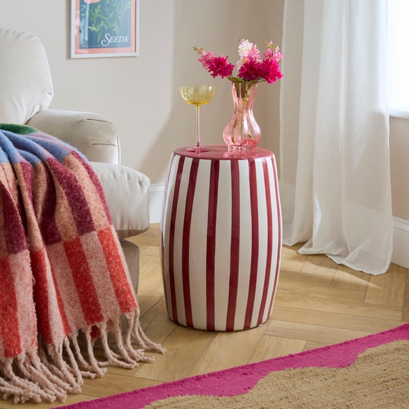 Beatrice Striped Ceramic Side Table