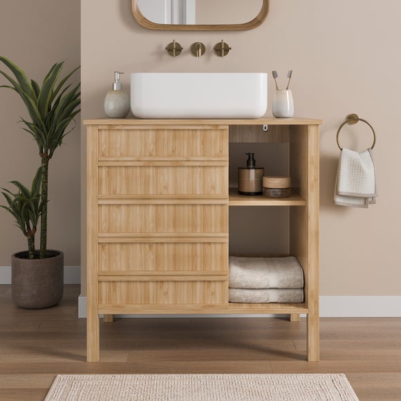View Oto Sliding Door Vanity Unit- Bamboo View Oto Sliding Door Vanity Unit- Bamboo