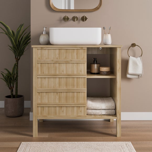 Oto Sliding Door Vanity Unit, Bamboo