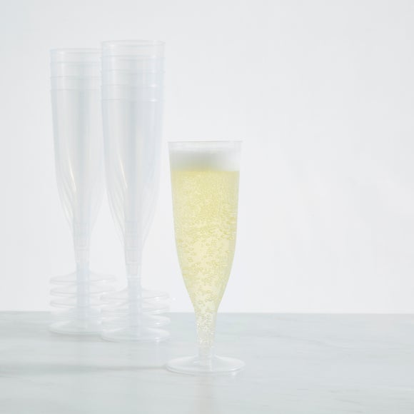 Set of 10 Plastic Champagne Flutes
