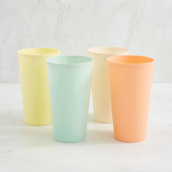 Set of 4 Multicoloured Plastic Tumblers