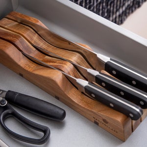 Masterclass Acacia Wood Drawer Knife Block