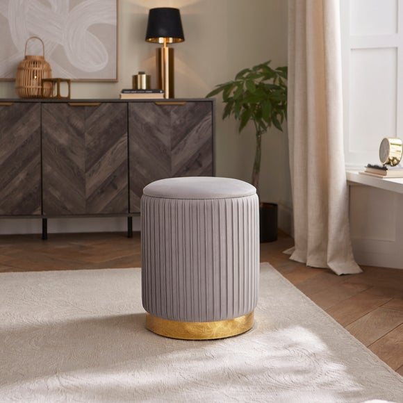 View Esme Pleated Velvet Storage Footstool View Esme Pleated Velvet Storage Footstool