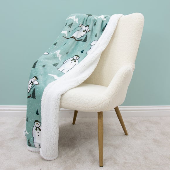 The Snowman Smile Sherpa Black Fleece Blanket