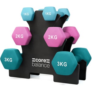 Set Of 6 Core Balance Hex Dumbbells