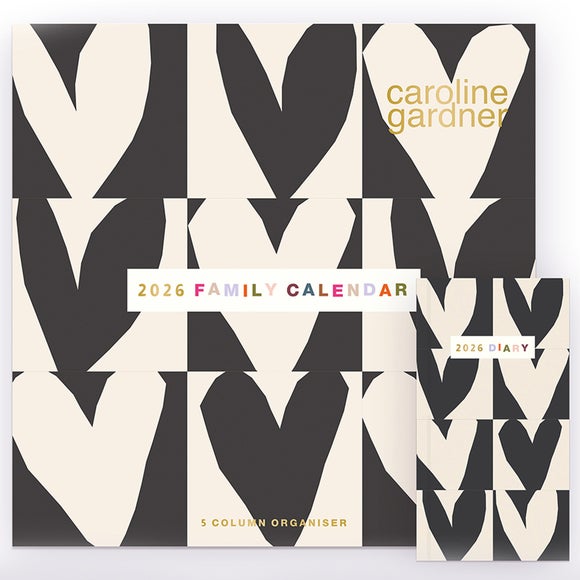 Caroline Gardner 2026 Hearts & Mixed Prints Calendar & Diary Set