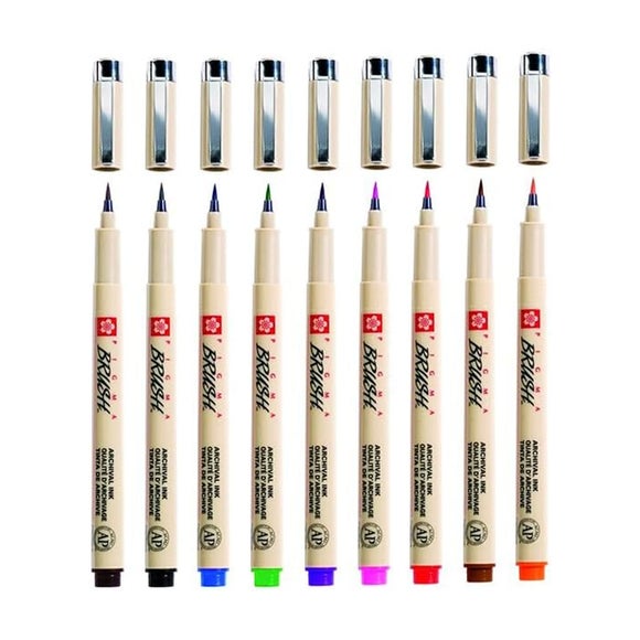 Sakura Pigma Pack of 9 Brush Pens