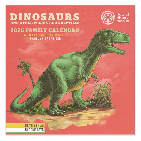 Dinosaur 2026 Square Family Wall Calendar Dunelm 31018916 Alt01