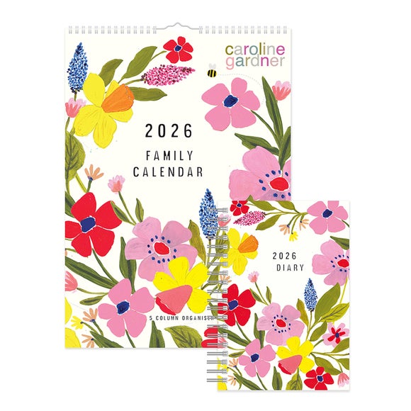 Caroline Gardener 2026 Family Wall Calendar & Diary Set