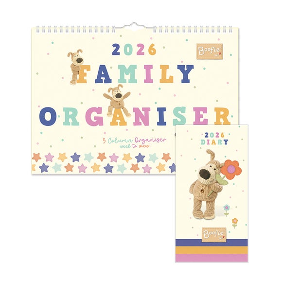 Boofle 2026 A3 Family Wall Calendar & Diary Set