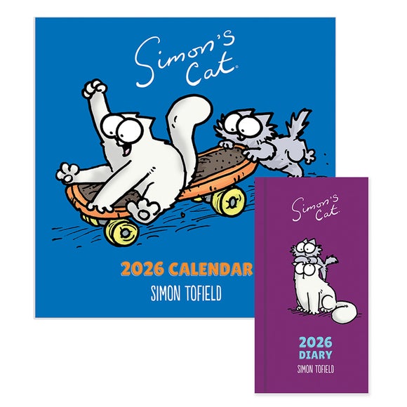 Simon's Cat 2026 Square Wall Calendar & Diary Set