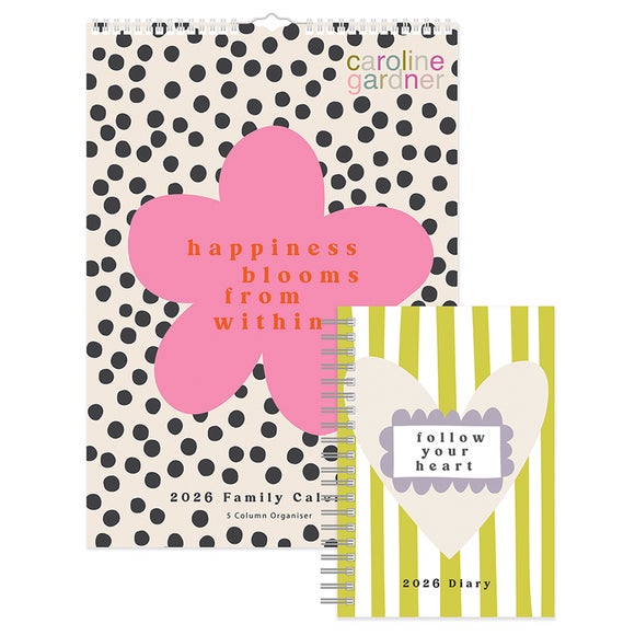Caroline Gardner 2026 Lots of Love A3 Family Wall Calendar & Diary Set
