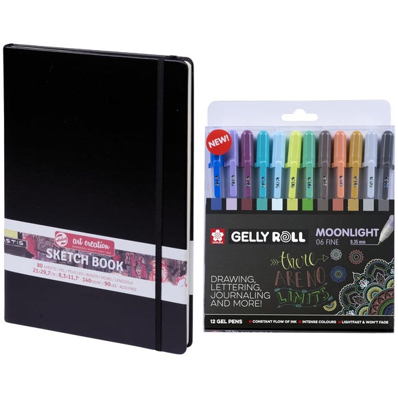 View Talens Art Creation Sketchbook With Pack Of 12 Gelly Moonlight Gel Pens View Talens Art Creation Sketchbook With Pack Of 12 Gelly Moonlight Gel Pens